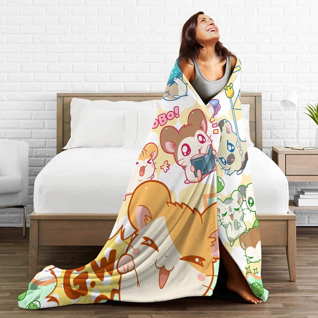 Adventure Story Hamtaro Blanket Super Warm Novelty Plush Bedding Throws For Bedroom Airplane Travel Flannel Bedspread Bed Cover