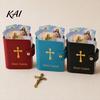 Compact Religious Card Organizer Holy Holder, Faux Leather Prayer Book with Snap Closure, Pocket Group Accessory 54 Cards for Memorial Cards, Holds Up