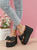 Fashion 11cm Wedge Flip Flops Sandals For Women Summer Platform Shoes Cute Bow Light Weight Girls Sexy High Heels Fashion Beach Slippers
