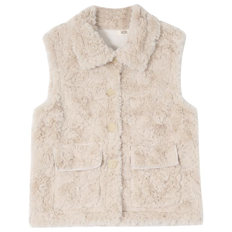 Límec Imitace norkové sametové vesty Dámské zimní oblečení Nová francouzská univerzální zeštíhlující bunda