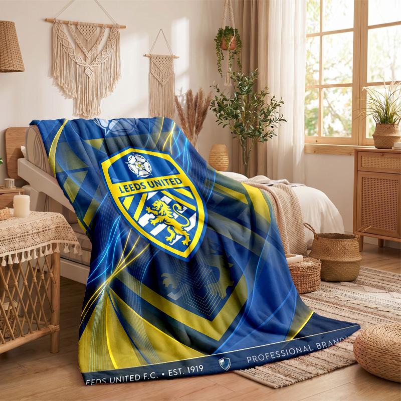 Leeds United Football Print Flannel Blanket Soft Warm Sofa Bed Throw Blanket For Home Office Bedroom