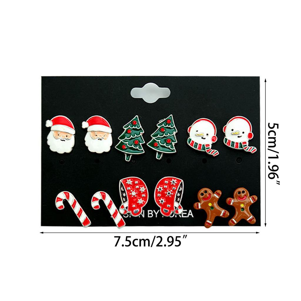 6 Pairs Christmas Series Trendy Earrings Santa Claus Christmas Gifts For Women