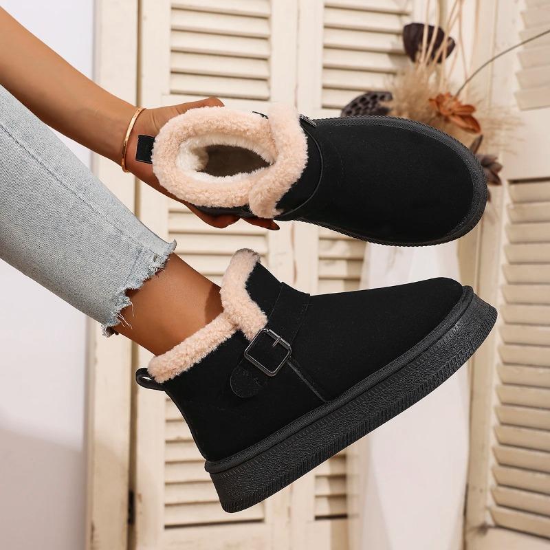 Women Snow Boots Winter Fur Fluffy Cotton Shoes Fashion Suede Casual Ankle Boot Outdoor Non Slip Platform Boot Winter Lady Boots