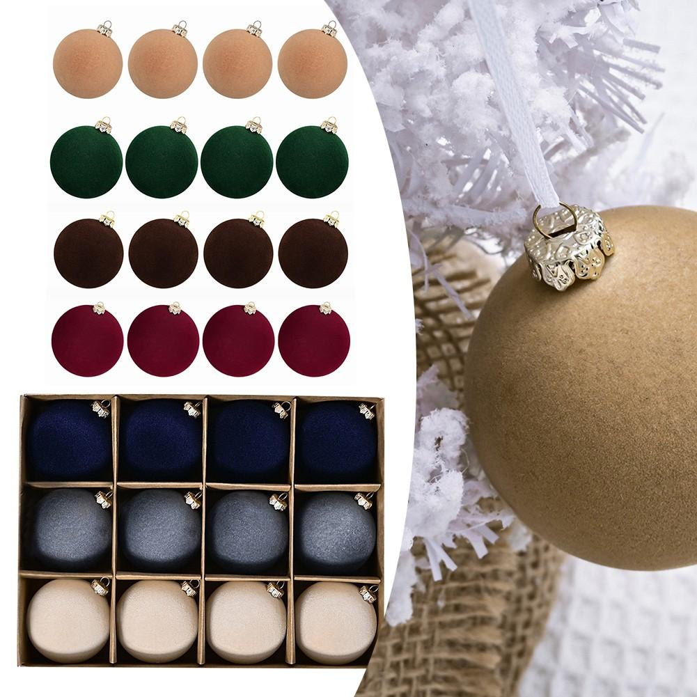 Vibrant 12pcs Flocking Round Decorative Balls for Festive Occasions