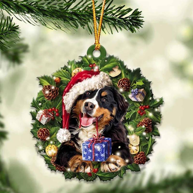 Cute Christmas Acrylic Dog Hanging Decor For Rearview Mirror And Home Spaces
