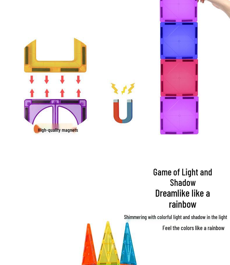 Large Nature Colors Stained Glass Magnetic Building Blocks for Castle Track Assembly