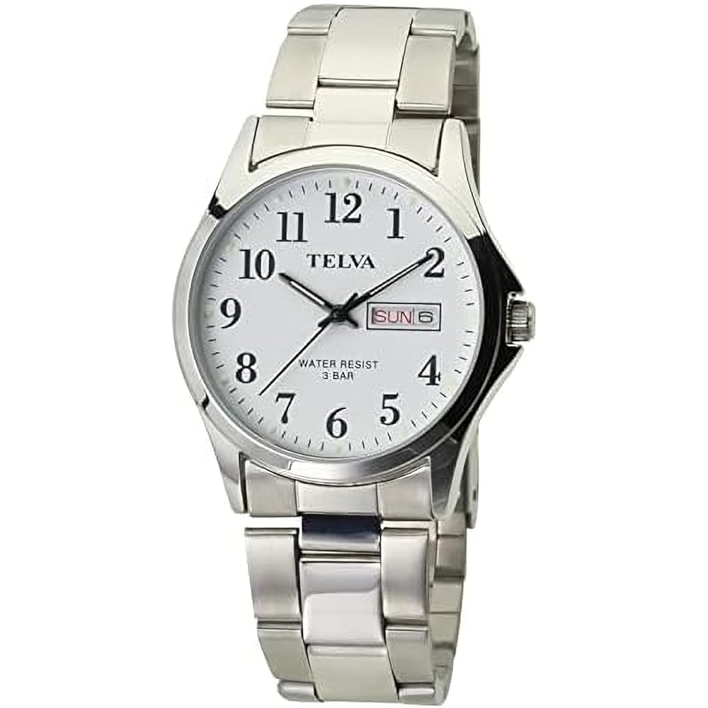 Crepha Analog Quartz Watch Men s 3ATM Water Resistant Calendar Function Stainless Steel Band 20mm White Silver