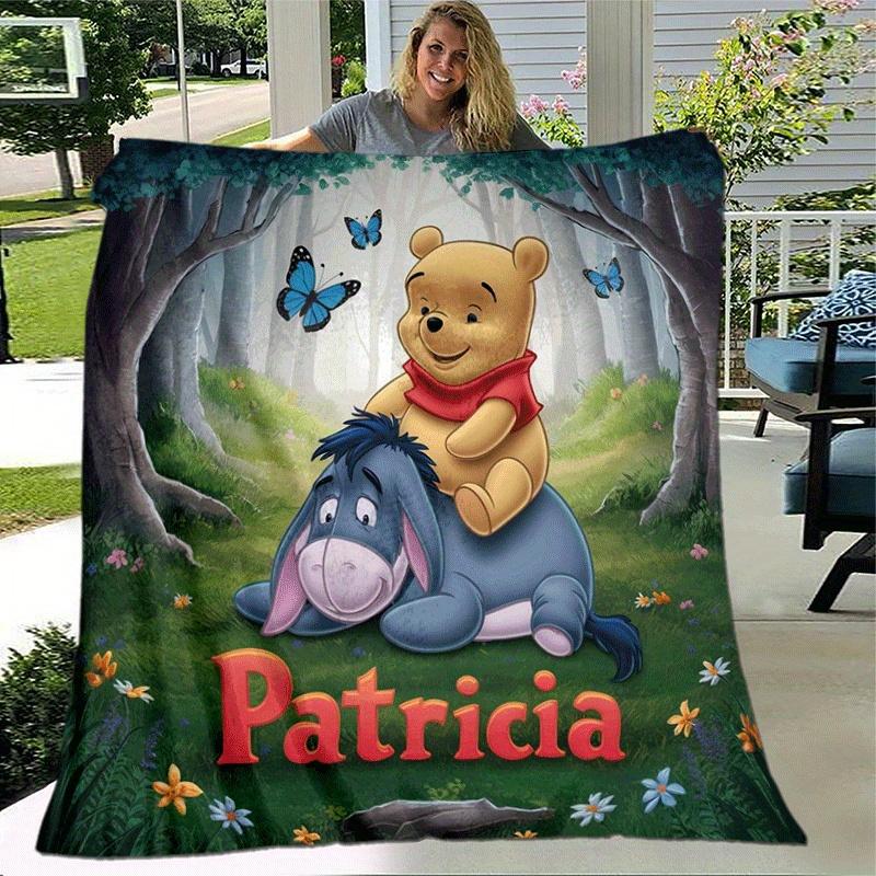 1pc Winnie The Pooh Printing Blanket - Soft, All-Season Throw for Office Blanket, | Personalized Gift with Adorable Cartoon Design