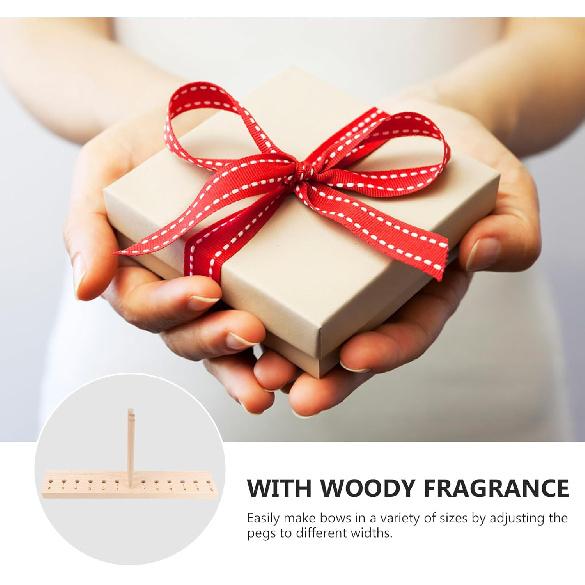 EXCEART Extended Wooden Bow Maker for Ribbon, Wreaths, Christmas, New Year Decorations, Corsages, Holiday Wreaths; Wooden, Adjustable, 15 Holes, 3