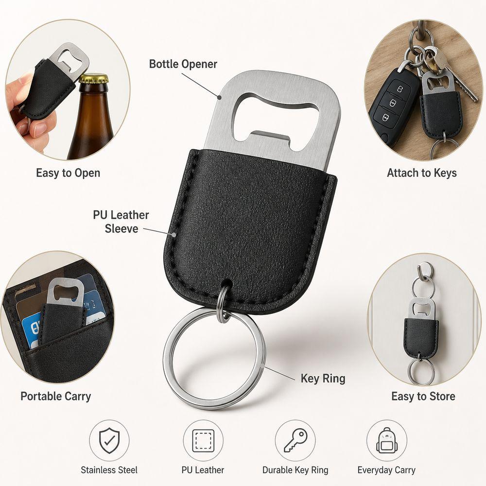 Stainless Steel Keychain Bottle Opener Portable Beer Cap Opener Key Ring  Home Bar Accessories