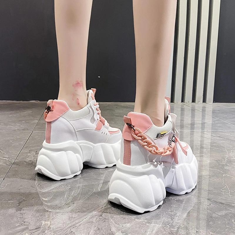 Модные женские розовые черные 10 см толстая подошва повседневные женские — фото 6