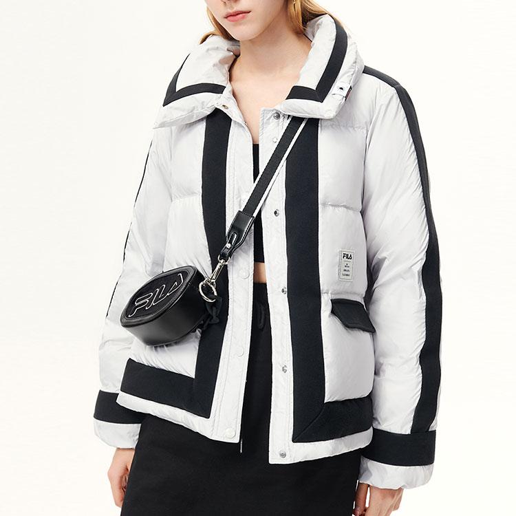 Fila X Mihara Yasuhiro Collaboration Casual Warm Color Block Logo Printed Down Jacket Women Outerwear Gray F11W143904F-GY