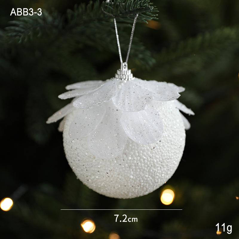 White Petal Foam Christmas Ball Tree Pendant - Festive Decoration In Stock