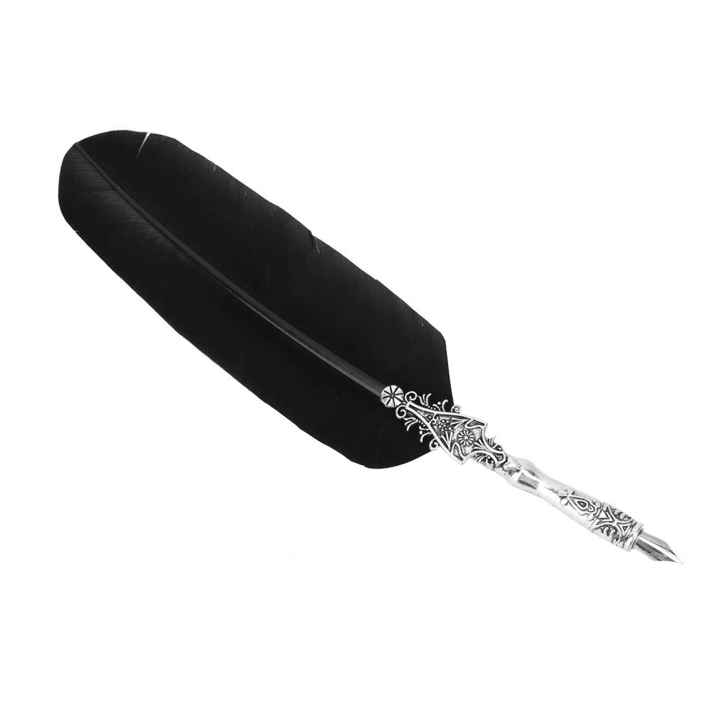 Vintage Classical Fountain Pen Sign Pen Calligraphy Feather Quill Dip Pen Writing Ink (Black)