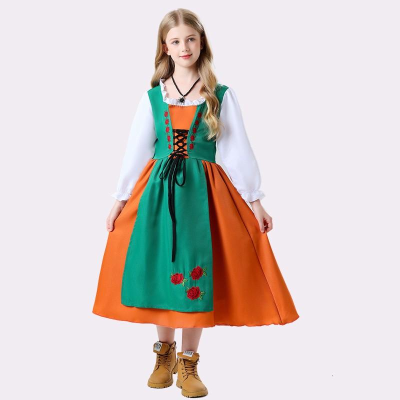 

Платье для вечеринки в немецком стиле для девочки, платье для вечеринки с длинным рукавом, платье для вечеринки на пивном фестивале 120 шафрановый