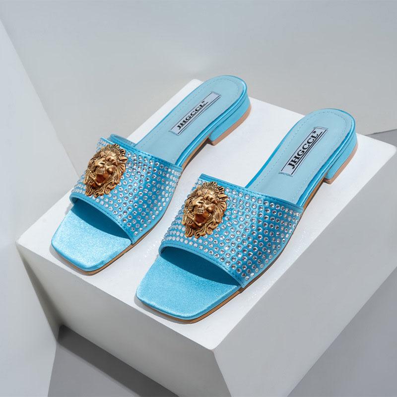 Mode Sommer Paare Flip-Flops Marke Designer Lässige Be ach Slipper Damen Strass Luxussandalen