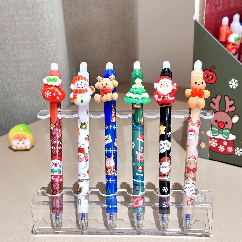 12PC Cartoon Christmas 0.5mm Gel Pen Cute Student Quick Dry Black write Ink Pen High Quality Office Signature Pen Christmas Gift