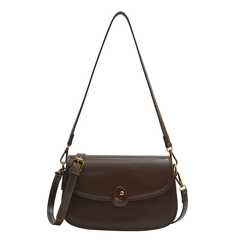 Vintage Leather Saddle Lady Underarm Bag Versatile Women's Crossbody Shoulder Bag 2025 New Designer Purses and HandBags