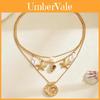 Euro Beach Shell Pendant Necklace Alloy Geometric Multilayer Beachwear Accessory For Women