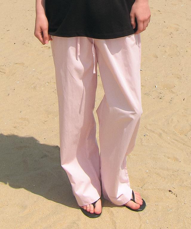 RONRON Back Heart Stitch Pocket Banding Pants Soft Pink