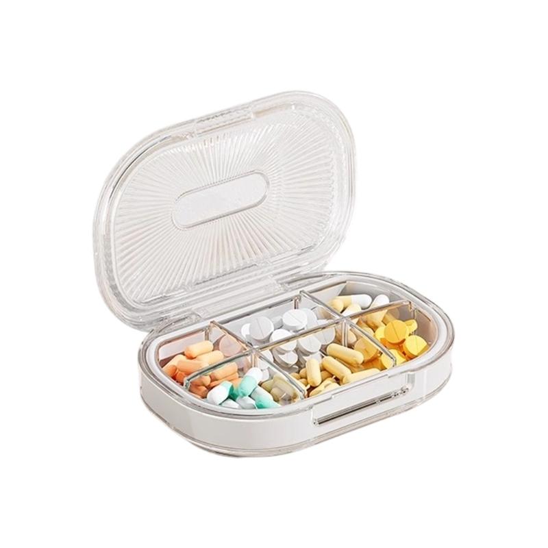 

Weekly Pills Container 6 Individual Compartments Hygienic Storage Solution Visible Drugs Identification белый