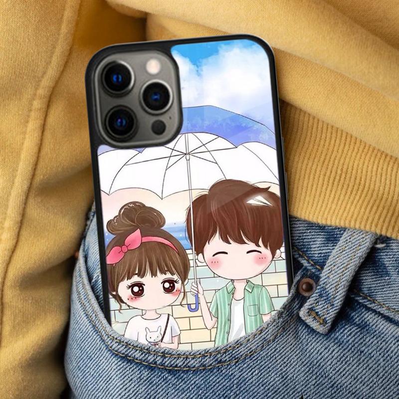 Cute Boy Girl Couple Soft Phone Case for iPhone 17 Air 16e Pro max 15 Pro 13 14 Plus 11 12 MagSafe Magnetic Coque