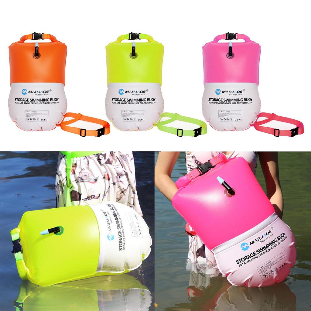 Inflatable Swim Buoy Safety Float Tow with Dry Bag for Open Water Swimmers