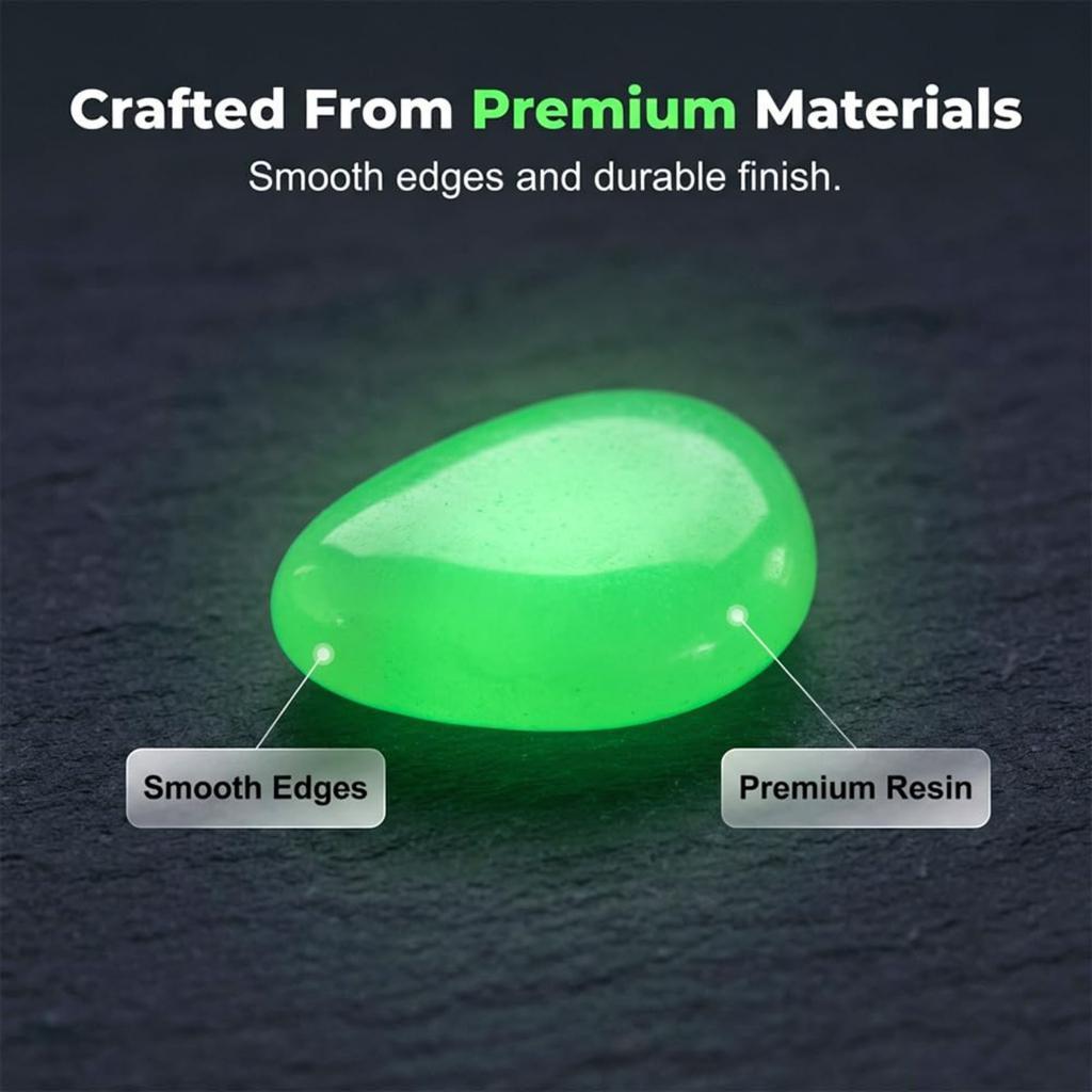 Outdoor Luminous Stones for Glow In the Dark Walkways, Garden River Pebbles, Artificial Landscape Rocks for Driveway Walkway Stepping Stone Paths