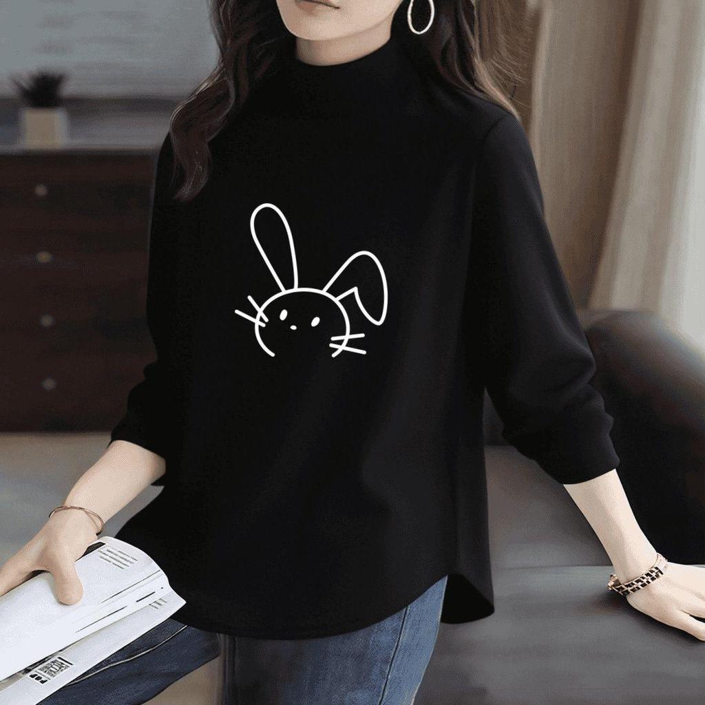 Cozy Fleece-Lined Slim-Fit Long-Sleeve T-Shirt with Half-High Collar - Perfect for Autumn and Winter
