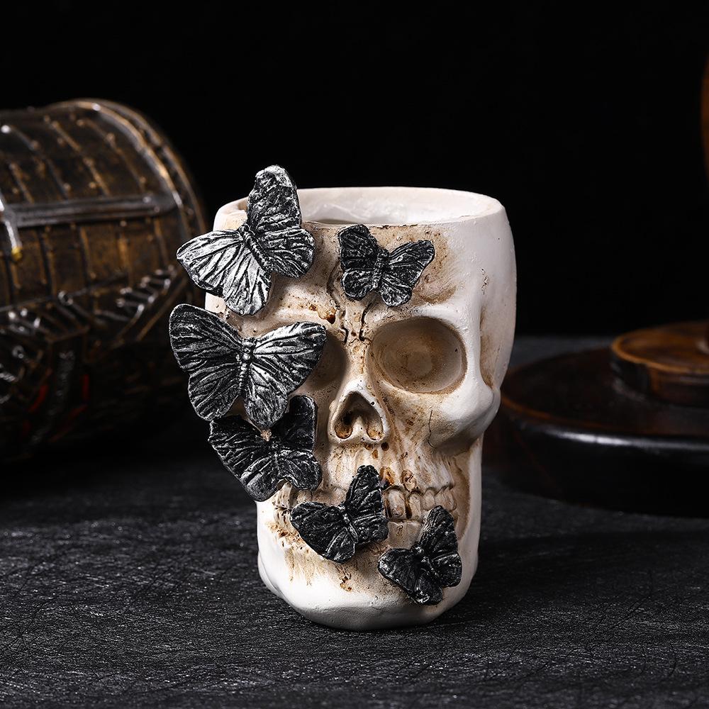 Halloweenowy Motyl Czaszka Symulacja Pojemnik na Długopisy Ozdoby Festiwal Duchów Dekoracje Domowe Imprezowe Żywiczne Rzemiosło