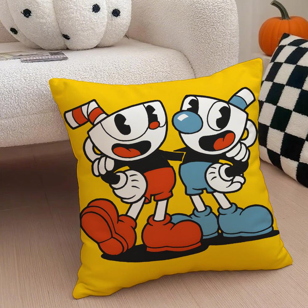 

Retro Cartoon American Game CCuphead Cushion Cover Throw Pillow Cover Hidden Button Durable Polyester Chair Cushion 30x30cm