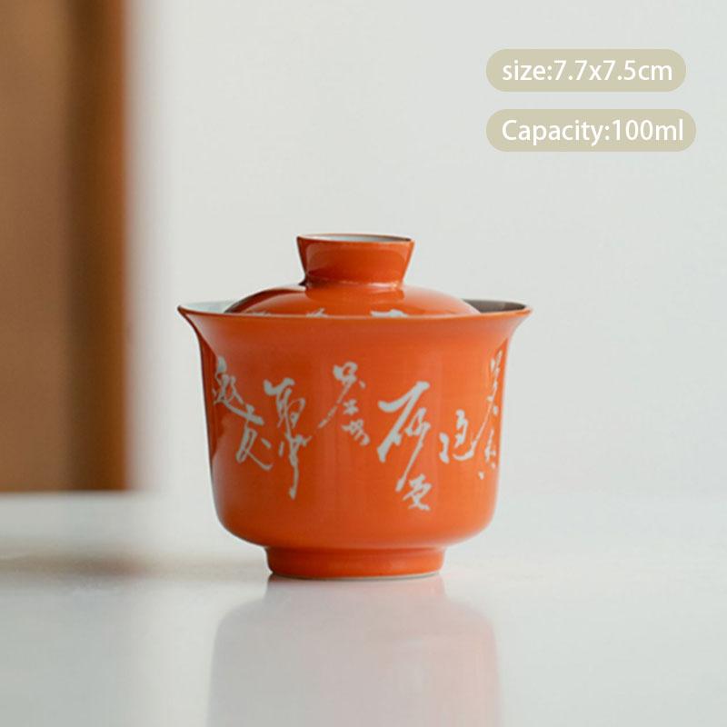 Pure Handwriting Ceramic Tea Tureen Teacup Small Capacity Handmade Porcelain Gaiwan Tea Bowl Beauty Tea Infuser Chinese Teaware