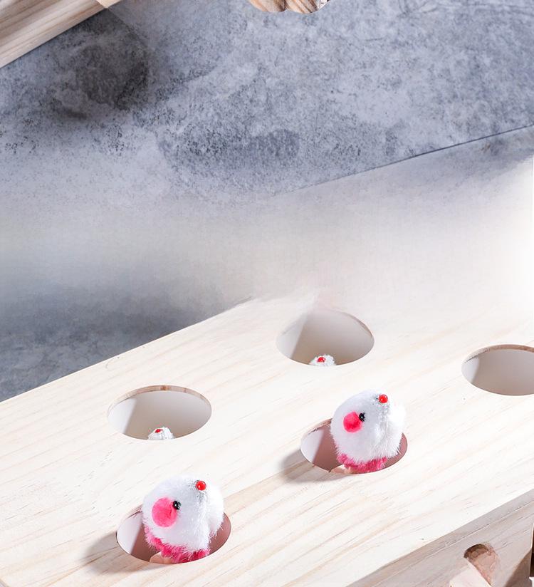 Solid Wood Whack-a-Mole Educational Cat Toy - Internet Sensation!