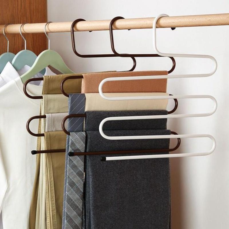 5 Layers Nonslip Clothes Hangers Rack Multifunctional Pant Storage Organizer With Multi Hanging Options