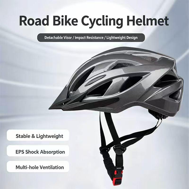 Adult Bike Helmet, Lightweight Breathable Adjustable Cycling Helmet with 20 Vents, Detachable Visor, for Road & Mountain Biking
