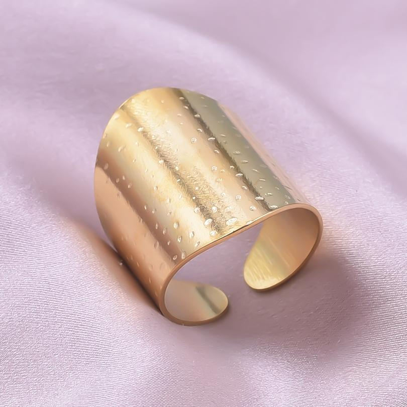 Chunky Unevenness Wide Ring Open Stainless Steel Rings For Women Men Accessories Indian Jewelry Vintage Finger Bague Femme Gift