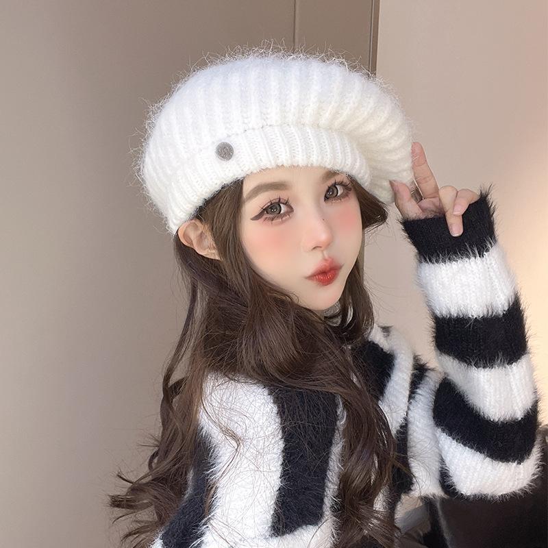 Beret autumn and winter face little girl painter hat versatile classic British retro newsboy hat