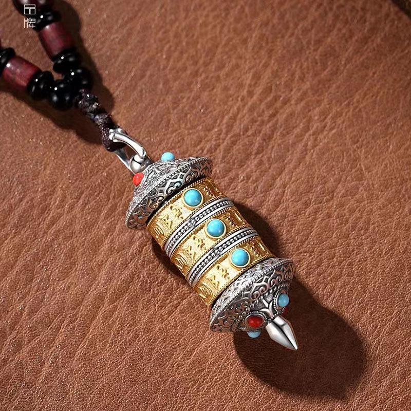 Necklace Prayer Wheel Can Be Opened and Rotated, Men's and Women's Six-character Mantra Pendant