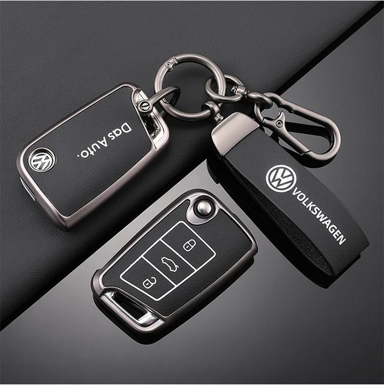 Valve Stems Caps For VOLKSWAGEN VW TPU Leather Car Remote Key Case Fob Cover Holder Shell For VW Volkswagen Golf 7 MK7 Tiguan MK QQ8