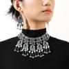 Retro Exotic Style Necklace and Earrings Jewelry Set with Multiple Oval Bead Strands