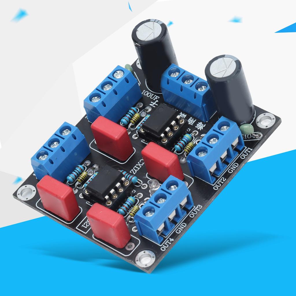 Vorverstärkerplatine Duale Stromversorgung 4-Kanal Audioverstärkungsmodul DC 12V‑15V NE5532