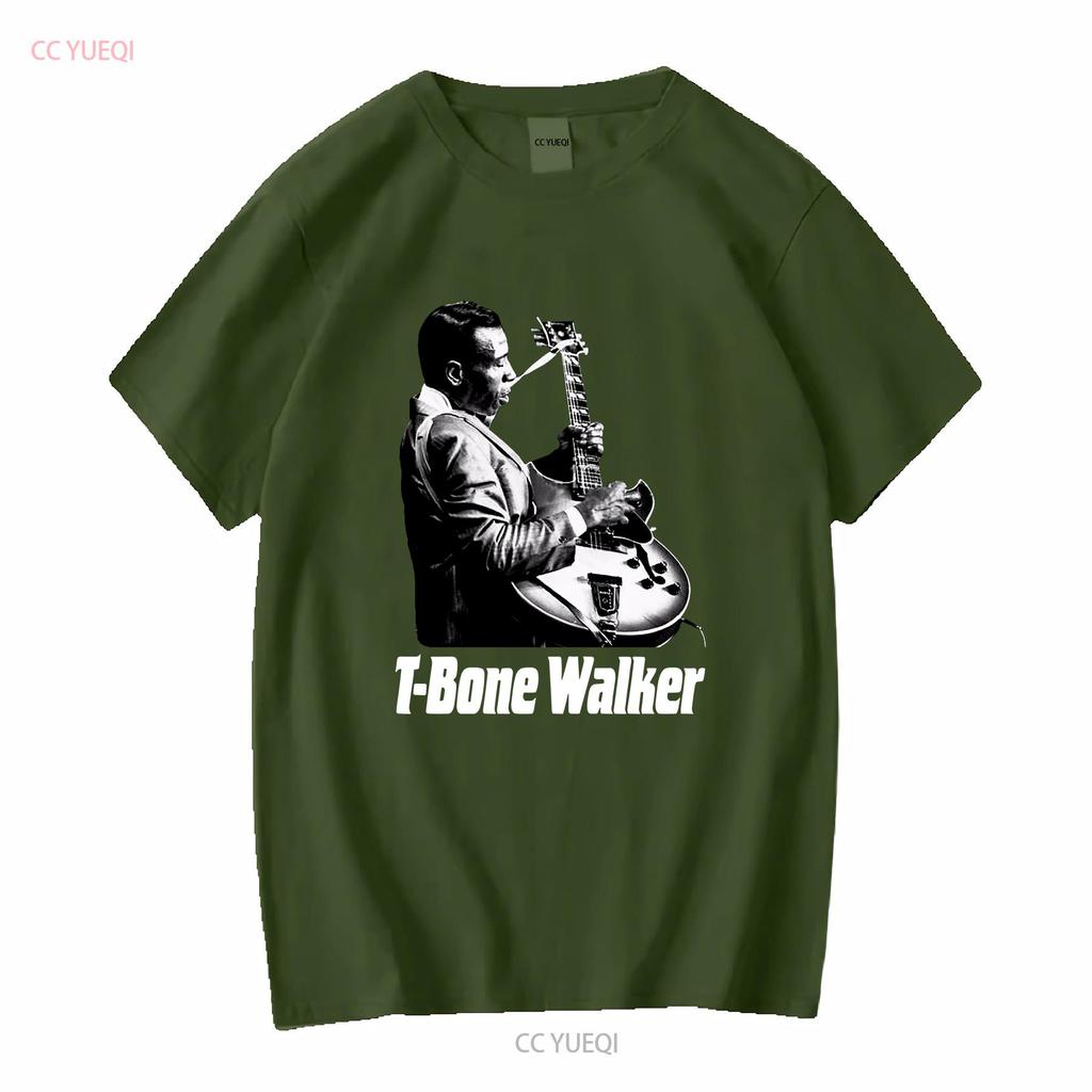 VINTAGE T Bone Walker Camicia Nera Manica Corta manica lunga o maniche vintage Lavata Comoda Leggermente alla Moda casual
