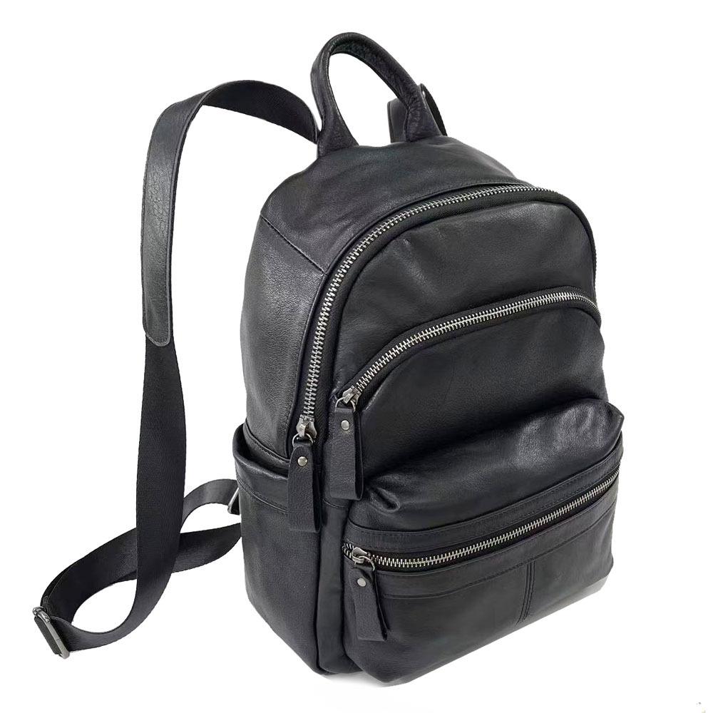 Cowhide Backpack Full Leather Women'S Backpack Black Fashion Versatile Soft Cowhide Bag