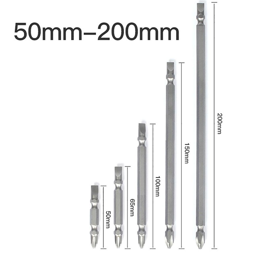 10Pcs Magnetic Screwdriver Bits 50/65/100/150/200mm Cross & Slot Drill Bit PH2 X 6mm Double Head Electric Screwdriver Drills