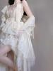 Lady Lazy Lolita with Arm Cream Dress, Sleeveless, Cosplay, White, Asymmetrical, Knee-Length, Covers,