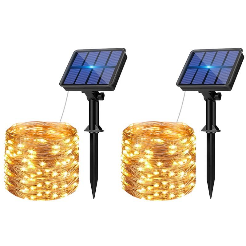 Wasserdichte Solar-Lichterketten für den Außenbereich - 1/2/4 Sets 8 Modi Funkelnd Warmweiß für Terrasse Garten Baum Hof Party Dekoration