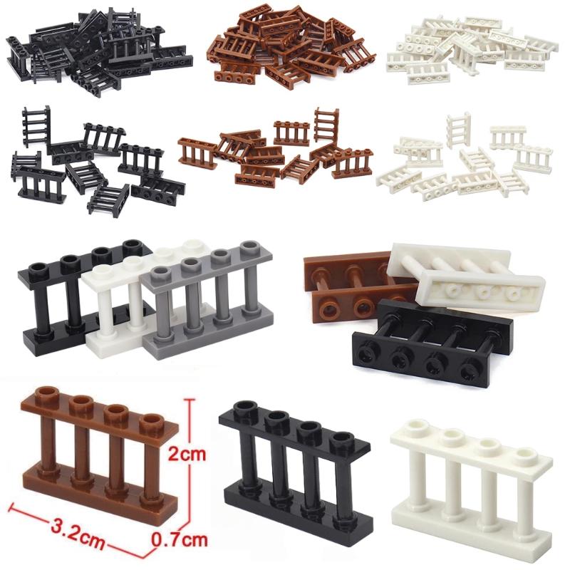 20PCS 1x4 Railing Castle Fence Building Block Accessories City Street View Figures Scenes Model Bricks Toy for Children