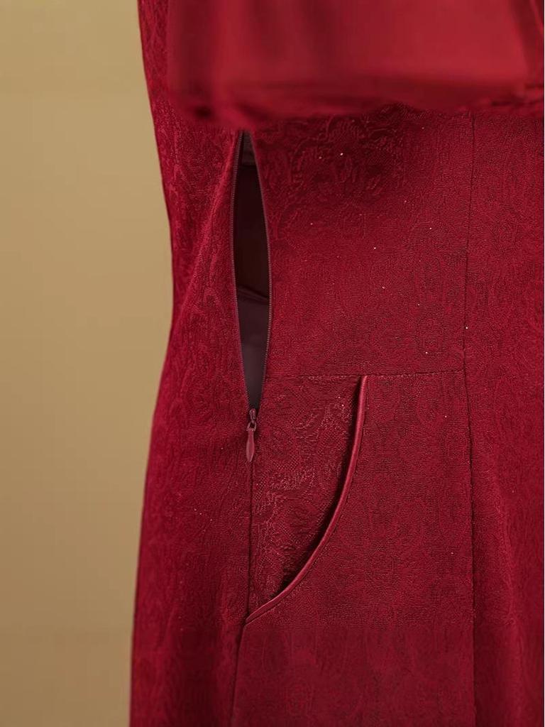 Elegant Long Qipao Wedding Dress for Mother of the Bride, Age 50+