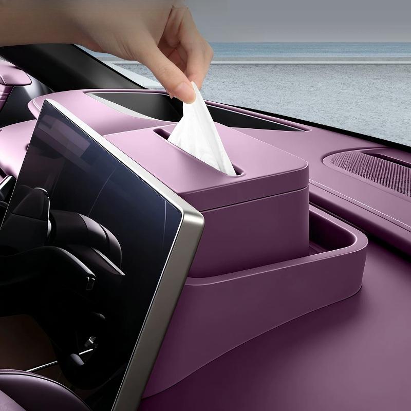 For Xiaomi SU7 2024 2025 2026 Storage Box Behind Screen Rear Organizer Silicone Case Magnetic Tray Tissue Holder Car Accessories