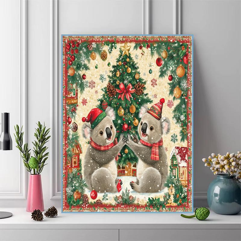 Christmas koala Pattern  3pcs 100% Round Full Drill 5D DIY Diamond Painting Embroidery Cross Stitch Rhinestone Décor